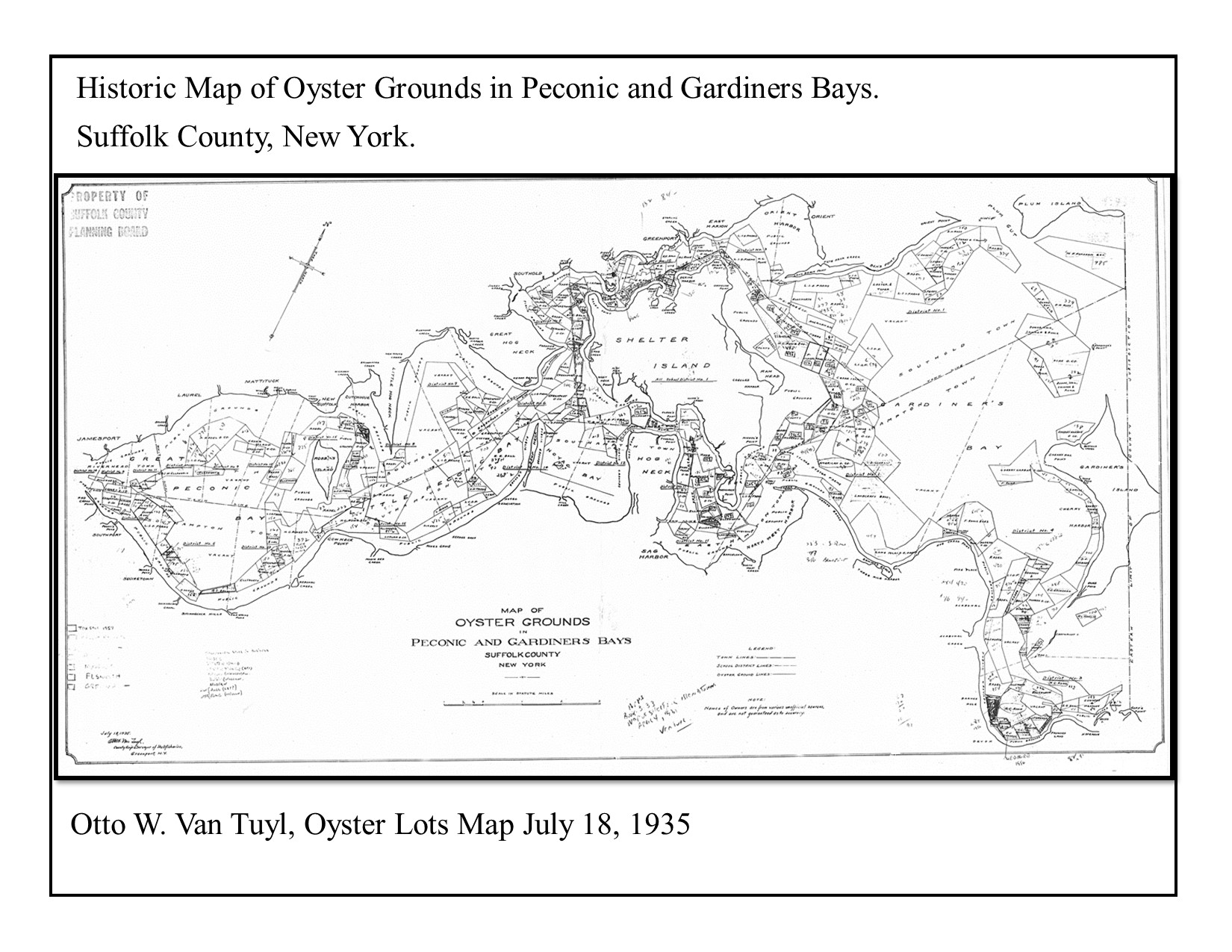 Map of the Peconic and Gardiner Bay from 1935